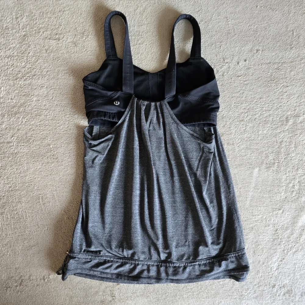 Lululemon Run: Back On Track Tank Heathered Black/Black Size 6 - Picture 6 of 11